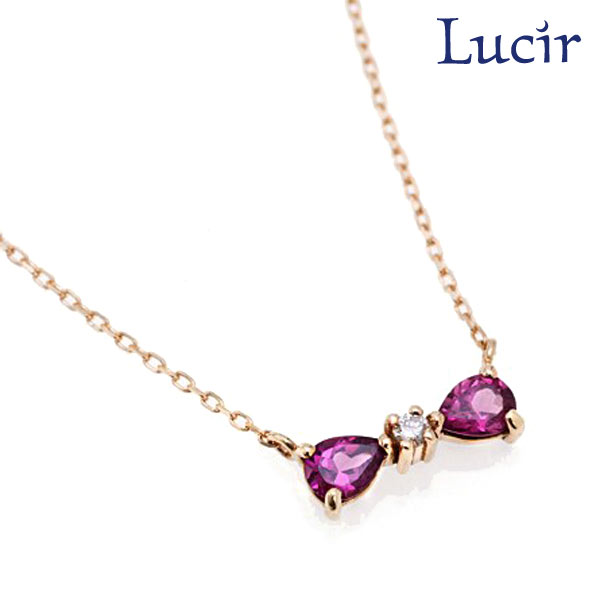 ネックレス レディース 人気のリボンがダイヤとコラボ K10ロードライト＆ダイヤRibbonネックレス LC-121 Lucir 送料無料 プレゼント ギフトの通販は