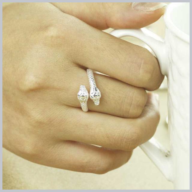 送料無料 スネーク シルバーリング 指輪 蛇 双頭 開運 金運アップ 風水 メンズ 男女兼用の通販はau Pay マーケット ティーエヌビー