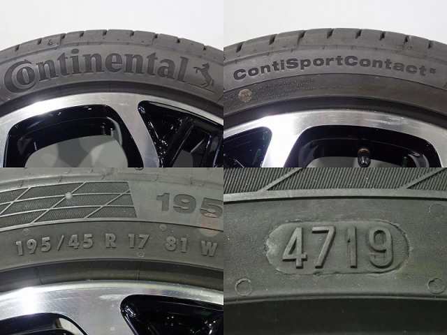 中古 195/45R17 サマータイヤ ホイール 4本セット コンチネンタル コンチスポーツコンタクト5 1765+50-5H114.3 ZC33系  スイフトスポーツ