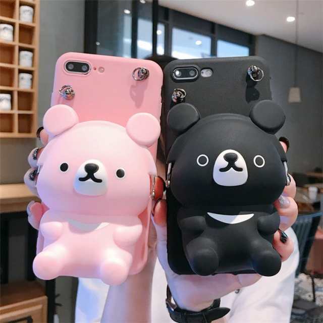 Iphoneケース 肩掛け かわいい アイフォン スマホケース シリコン 保護 耐衝撃 斜め掛け くま 小銭入れ付き Iphone 11 11 Pro 11 Promax の通販はau Pay マーケット Abcショッピン