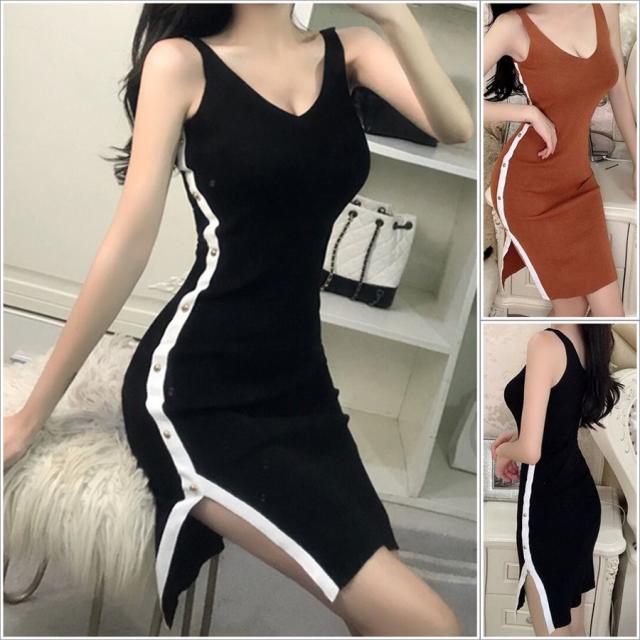 ボディコン ミニワンピース キャバドレス ニットワンピース ミニワンピ バイカラー ノースリーブ セクシー P51 Wpの通販はau Pay マーケット Hollyhock Au Pay マーケット店