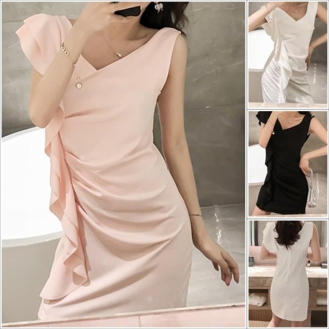 ボディコン ミニワンピース キャバドレス Vネック フリル セクシー P59の通販はau Pay マーケット Hollyhock Au Pay マーケット店