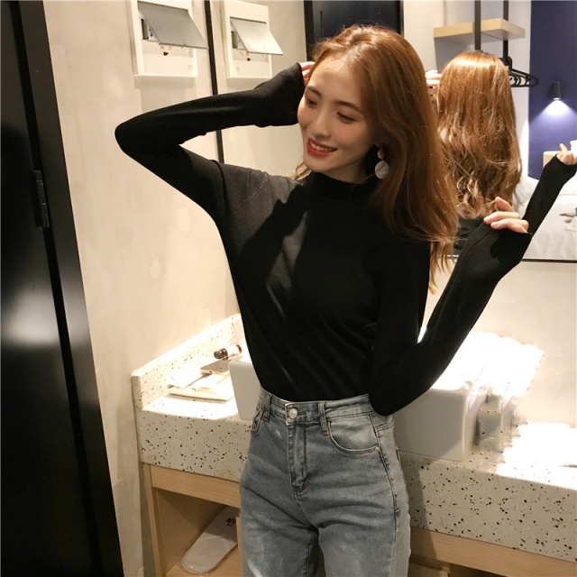 ハーフネック セーター ニット レディース ニットシャツ インナー 薄手 M23の通販はau Pay マーケット Hollyhock Au Pay マーケット店