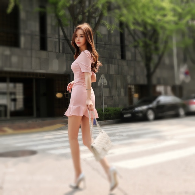 ワンピース レディース ワンピ ガーリーピンク ミニワンピ かわいい オルチャン R71 Wpの通販はau Pay マーケット Hollyhock Au Pay マーケット店