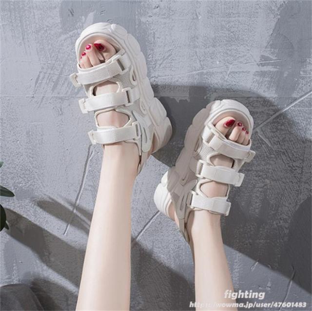 スポーツサンダル レディース スポサン 厚底サンダル フラットソール 夏シューズ 歩きやすい 美脚 靴 カジュアル シューズ 韓国ファッシの通販はau Pay マーケット Fighting