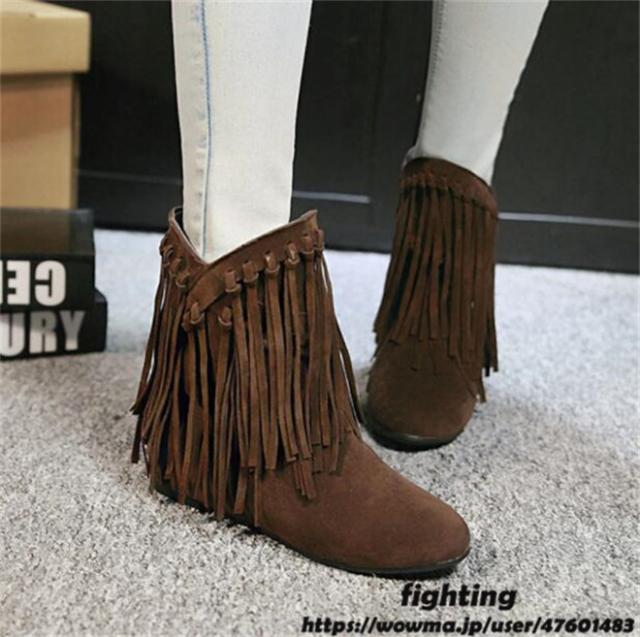 フリンジブーツ レディース ショートブーツ ローヒール ブーツ フリンジ付き ブラック靴 秋冬ブーティ おしゃれ 歩きやすい 美脚 可愛いの通販はau Pay マーケット Fighting