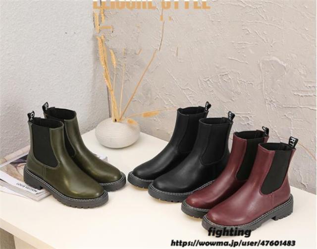 送料無料 サイドゴアブーツ レディース ショートブーツ サイドゴア 厚底靴 ローヒール靴 黒 ブーティ おしゃれ 歩きやすい 秋冬美脚 ブの通販はau Pay マーケット Fighting