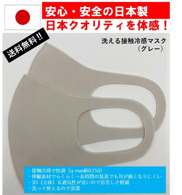 冷たいマスク 洗えるマスク 日本製 何度も洗える マスク グレー 2枚組 マスクの中の蒸れ対策 花粉症 花粉対策 平日のみ当日配送可能 の通販はau Pay マーケット さわやか王国