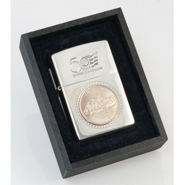 2M2-1「Zippo 50 STATE QUARTER SERIES ペンシルバニア州 記念コイン付」1999年製 米国50州 限定品 ジッポー 煙草 たばこ 喫煙具 現状品