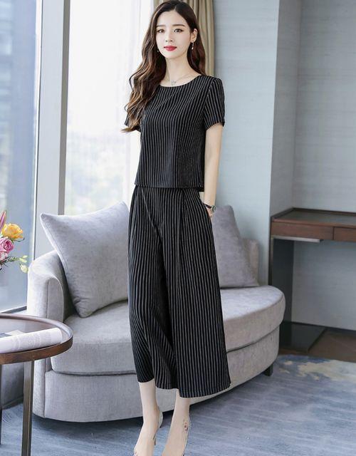 大きいサイズ レディース パンツ ワイドレッグパンツ 半袖 黒 夏