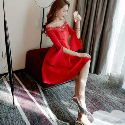 全３色 オフショルダー レース フレアドレス ワンピース ハイウエスト フリル フライング スリーブ ミニ丈 無地 ベーシック お呼ばれ パーティー 秋 大人 可愛い 上品 清楚 レディース 上20 かわ小 キレセク 全3色 オフショルダー レース フレアドレス ワンピース ハイウエスト