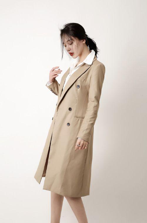 レディース アウター 定番 トレンチコート 春 秋 冬 ロング丈 大人かわいい お洒落 シンプル カジュアル きれいめ 20代 30代 40代 通勤スタイル オフィスコーデ OL 通学 お出かけ ショッピング デート リクルート ダブルボタン 長袖 キレナチュ_3