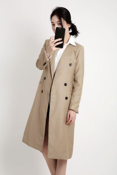 レディース アウター 定番 トレンチコート 春 秋 冬 ロング丈 大人かわいい お洒落 シンプル カジュアル きれいめ 20代 30代 40代 通勤スタイル オフィスコーデ OL 通学 お出かけ ショッピング デート リクルート ダブルボタン 長袖 キレナチュ_5