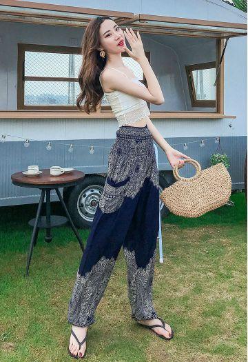 ヴィンテージ エスニック 柄 パンツ ボーホー ボヘミアン ビンテージ ガウチョ coca パンツ ヴィンテージポリエスニック柄パンツ レディース