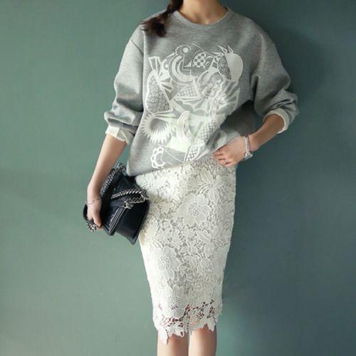 レースタイトスカート レディース 大きいサイズ 膝下 黒 白 花柄 結婚