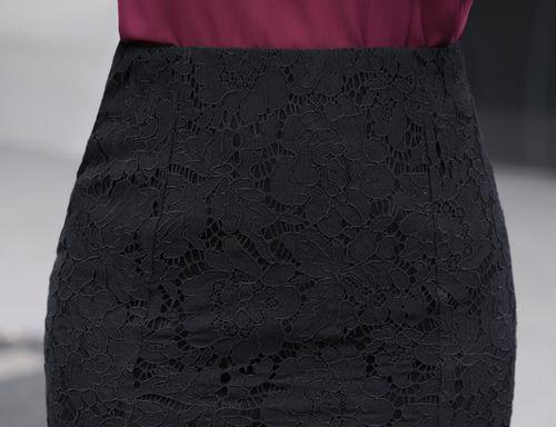 レースタイトスカート レディース 大きいサイズ ロング 黒 白 花柄