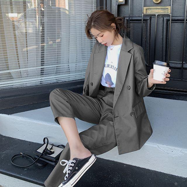 セットアップ スーツ ストライプ 入学式 入園式 ママ パンツスーツ