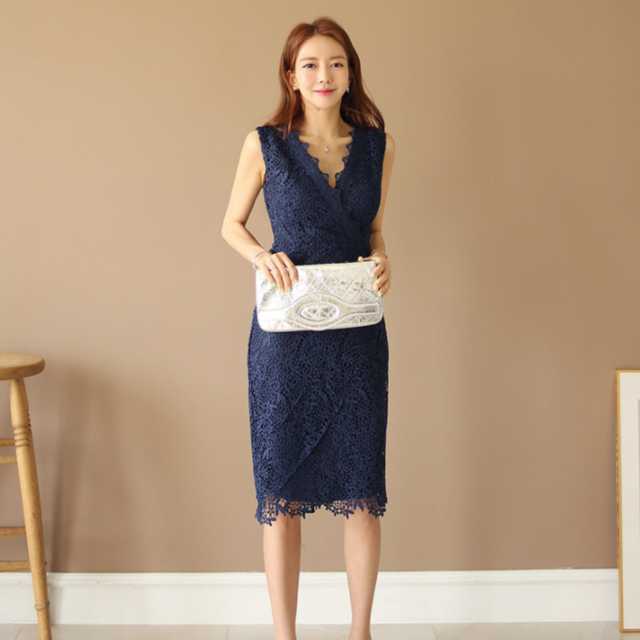 ワンピース ワンピ セクシードレス セクシーワンピース パーティードレス パーティーファッション Vネック ノースリーブ レース 花柄 マーメイド ミドル丈 キレセク