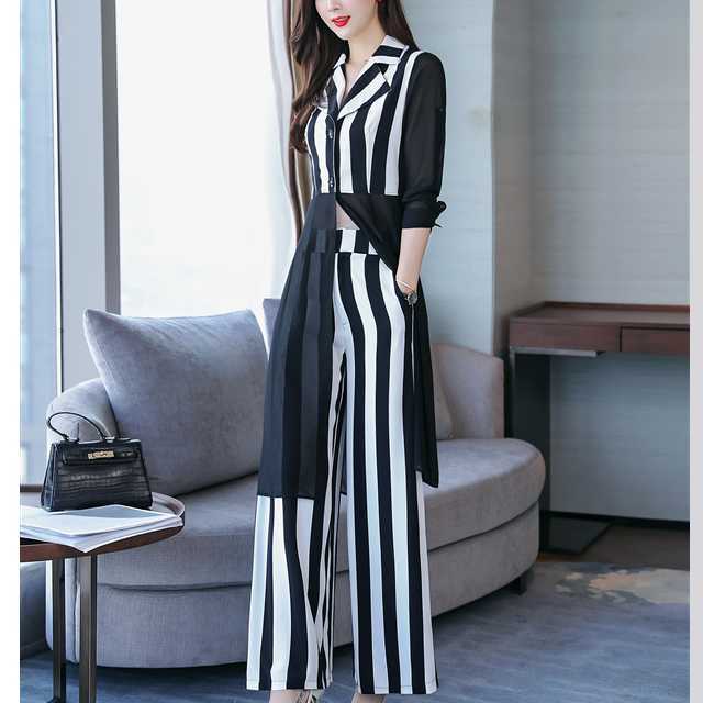 セットアップ ツーピース ジャケット パンツ スーツ ストライプ柄 ドット柄 長袖 ワイドパンツ シースルー エレガント オシャレ 大人かわいい キレセク