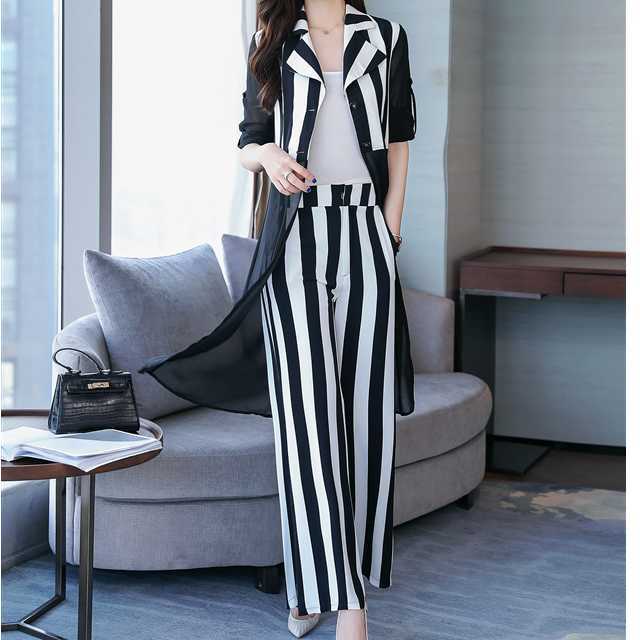 セットアップ ツーピース ジャケット パンツ スーツ ストライプ柄 ドット柄 長袖 ワイドパンツ シースルー エレガント オシャレ 大人かわいい キレセク