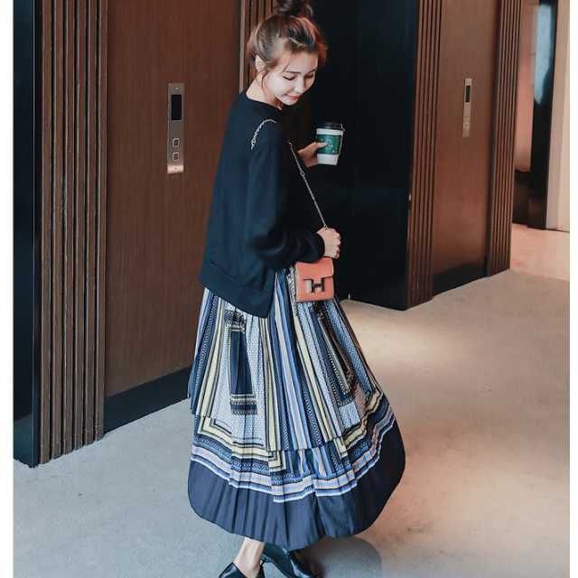 ワンピース ニットワンピース ロングワンピース レディース 長袖 ドッキングワンピース ニットワンピース ニット プリーツスカート 幾何学模様 ロングワンピ プリーツ 長袖ワンピース ニットワンピ きれいめ 清楚 上品 キレセク