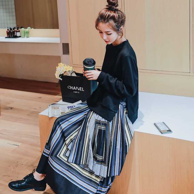 ワンピース ニットワンピース ロングワンピース レディース 長袖 ドッキングワンピース ニットワンピース ニット プリーツスカート 幾何学模様 ロングワンピ プリーツ 長袖ワンピース ニットワンピ きれいめ 清楚 上品 キレセク