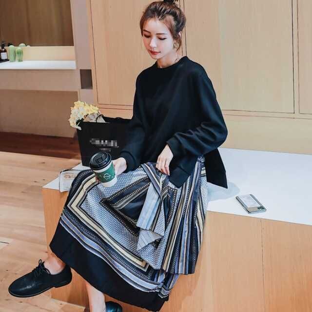 ワンピース ニットワンピース ロングワンピース レディース 長袖 ドッキングワンピース ニットワンピース ニット プリーツスカート 幾何学模様 ロングワンピ プリーツ 長袖ワンピース ニットワンピ きれいめ 清楚 上品 キレセク