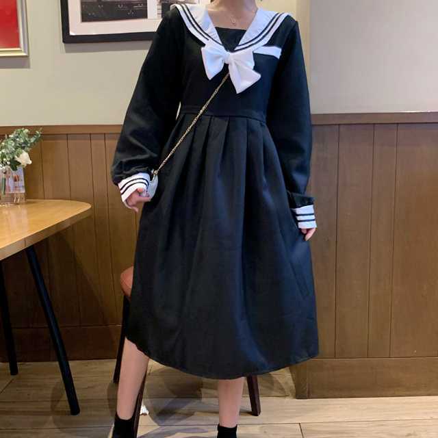 セーラー風ワンピース ワンピース レディース 長袖 セーラー服 ショートワンピース ショート丈 フレアワンピース 大人かわいい 着痩せ 痩の通販はau Pay マーケット Urubei ウルベイ Au Pay マーケット店