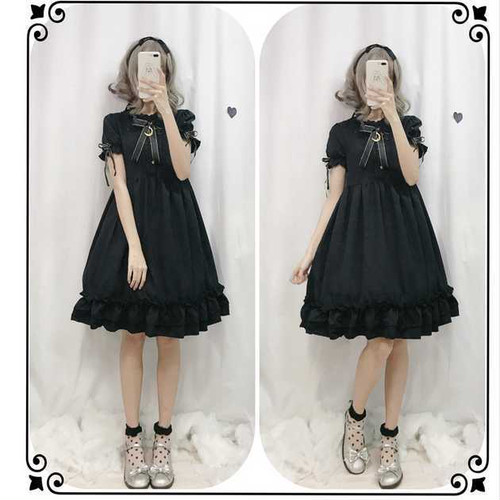 ロリータワンピース 半袖 クラシカル フリルワンピ フリル ワンピース リボン ガーリー 原宿系 タック ロリィタ ロリータ ゆめかわ 病みの通販はau Pay マーケット Urubei ウルベイ Au Pay マーケット店