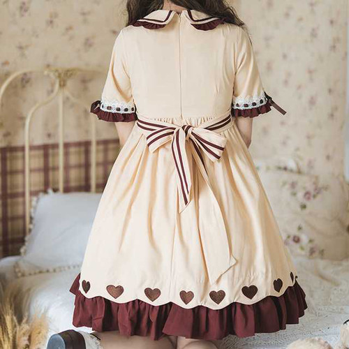 ロリータワンピース 半袖 クラシカル ロリータ ハート ドレスワンピ シャツワンピ 清楚 ハイウエスト ミニ丈 ワンピース フリル リボン の通販はau Pay マーケット Urubei ウルベイ Au Pay マーケット店