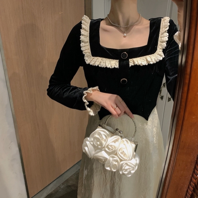 小さいサイズ レディース ワンピース フリル シック ラグジュアリー