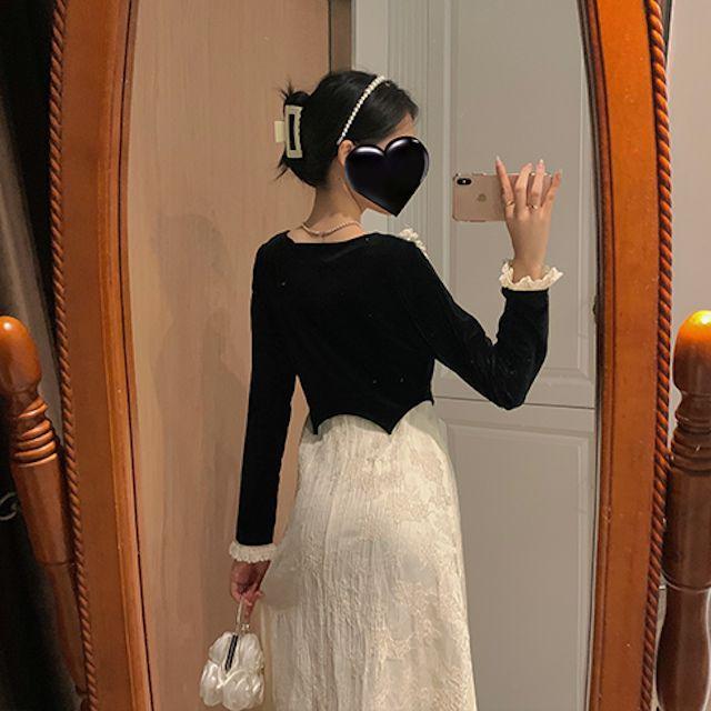 小さいサイズ レディース ワンピース フリル シック ラグジュアリー ハイウエスト ロング丈 セクシー 大人可愛い