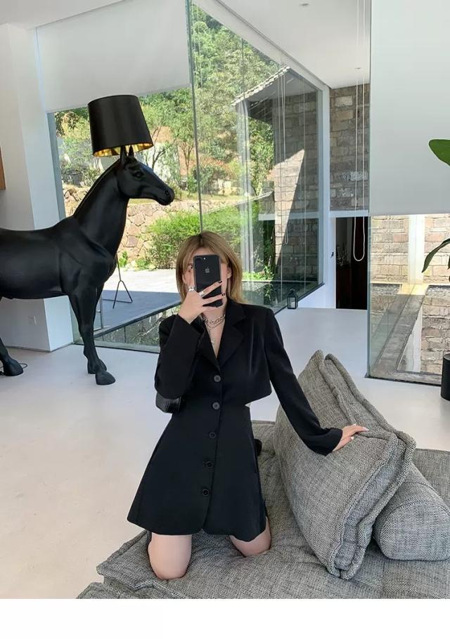 大きいサイズ サイドスリット 韓国発 ワンピース 個性的 ダブル