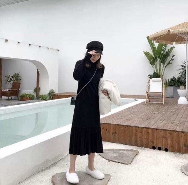 大きいサイズ ゆるっとデザイン フィッシュテール ロングワンピース