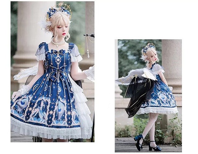 ロリータ 双子 ワンピース フェアリーガール 星空デザイン リボン 異