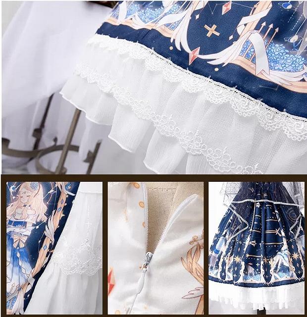 ロリータ 双子 ワンピース フェアリーガール 星空デザイン リボン 異