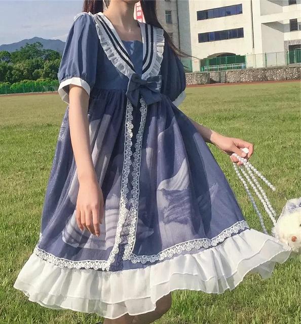 カジュロリ セーラーカラーワンピース 量産 アイドル 衣裳 撮影会  森ガール 長袖 秋冬 Aライン OP 夢かわ カジュロリ セーラーカラーワンピース 量産 アイドル 衣裳 撮影会 森