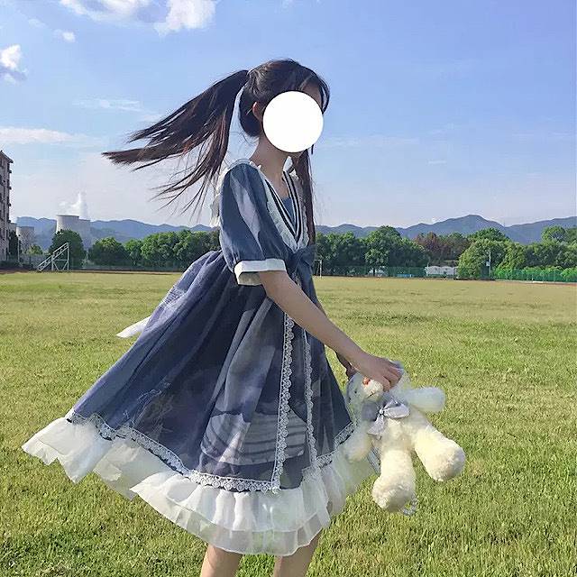 カジュロリ セーラーカラーワンピース 量産 アイドル 衣裳 撮影会  森ガール 長袖 秋冬 Aライン OP 夢かわ カジュロリ セーラーカラーワンピース 量産 アイドル 衣裳 撮影会 森