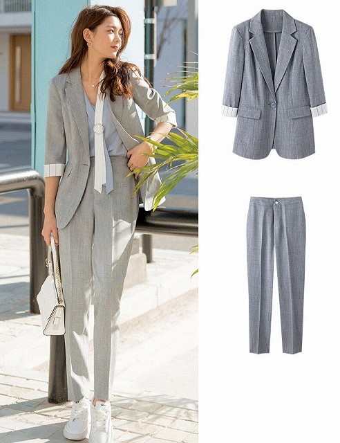 セットアップスーツ ストライプ 入学式 ママパンツスーツ パンツスーツ