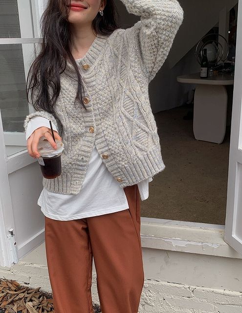 カーディガン ケーブルニット ニットカーディガン レディース トップス