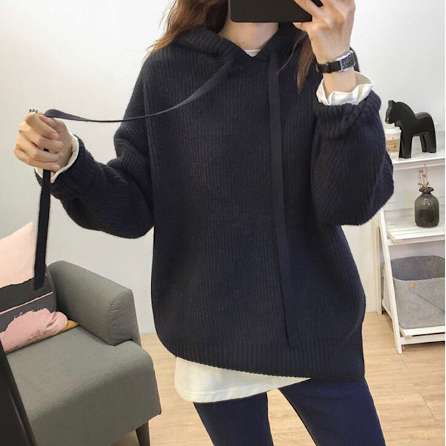 ニット レディース 秋冬 レディース パーカー フード付き プルオーバー 大きめ 黒の通販は 12,122円