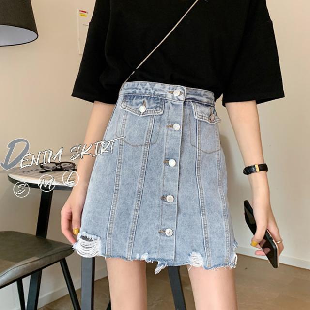 送料無料 ダメージ加工 デニムスカート デニム ミニ丈 レディース ハイウエスト ミニスカート 着やせ フロントボタン ダメージデニムスカの通販はau Pay マーケット ニューウィングス