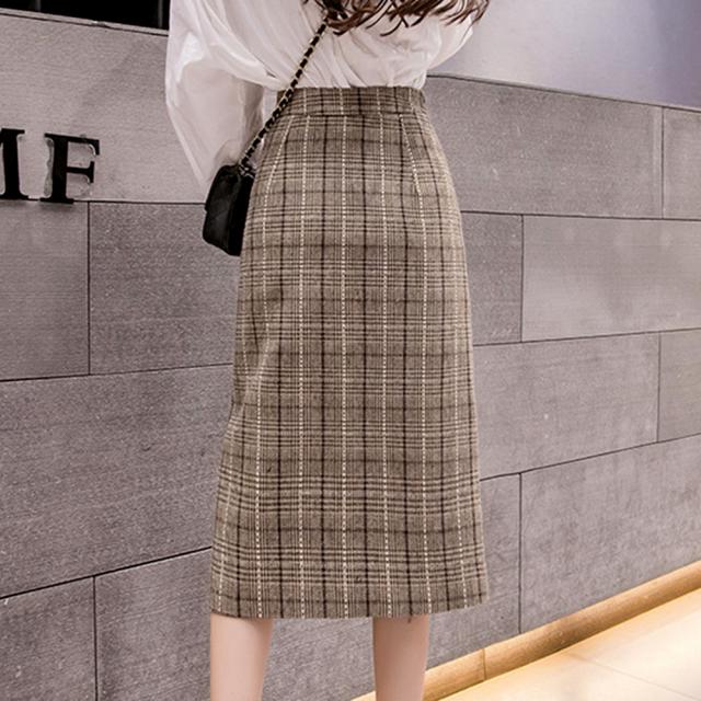 送料無料 グレンチェック スカート ブラウン レディース ミモレ丈スカート スリット ペンシルスカート タイトスカート 膝丈 巻きスカートの通販はau Pay マーケット ニューウィングス