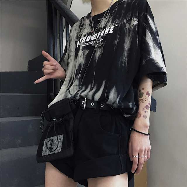 メンズ レディース トップス カットソー 半袖 Tシャツ プリント カップル 暗黒系 ダーク系 クルーネック 韓国ファッション ペアコーデの通販はau Pay マーケット ニューウィングス