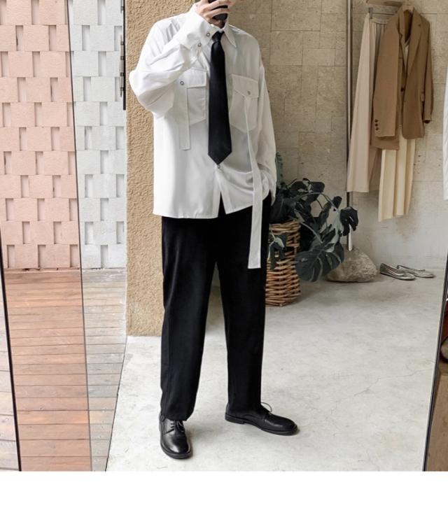 シャツ トップス 長袖 ゆったり デザイン 個性的 韓国ファッション アウター メンズ ワイシャツ 白シャツ ホワイトの通販はau Pay マーケット ニューウィングス