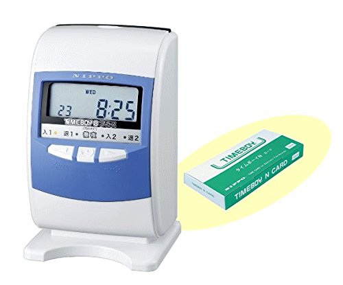 【中古品】NIPPO　ニッポー　タイムレコーダー　タイムボーイ8プラス　Ａスノーホワイト＆ブルー　タイムカード100枚付き (タイムボーイNカード100枚付)