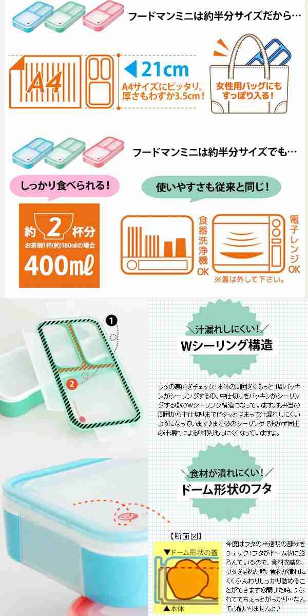 薄型 弁当箱 フードマン ミニ お弁当箱 弁当箱 1段 コンパクト スリム 薄型 の通販はau Pay マーケット あなろ インテリア雑貨