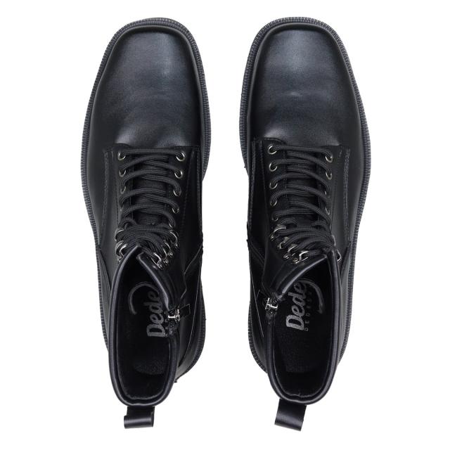 レースアップブーツ メンズ スクエアトゥ 9ホール 編み上げ 厚底 タンクソール ショートブーツ 5cmヒール No.6320 25.0cm〜27.0cm 黒 ブラック Dedes デデス