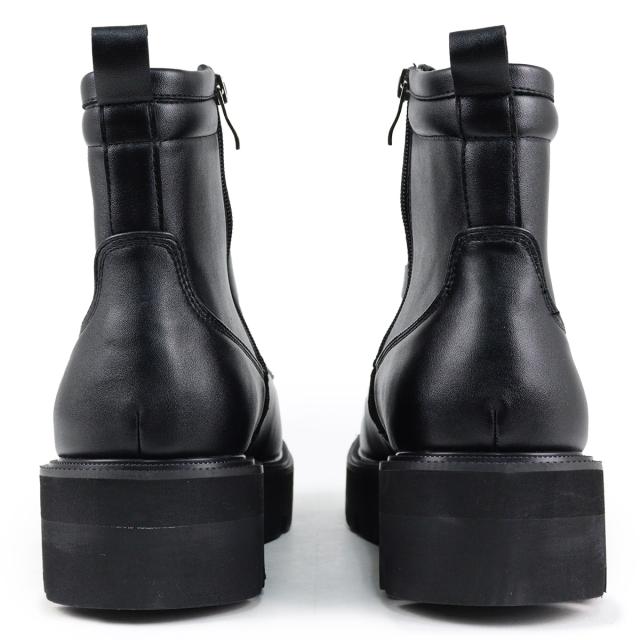 レースアップブーツ メンズ スクエアトゥ 9ホール 編み上げ 厚底 タンクソール ショートブーツ 5cmヒール No.6320 25.0cm〜27.0cm 黒 ブラック Dedes デデス