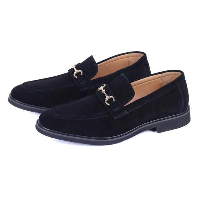 ビットローファー メンズ 本革  スエード Uチップモカ 3E 歩きやすい 2.5cmヒール カジュアル No.6358 25.0cm〜27.0cm 黒 デデス